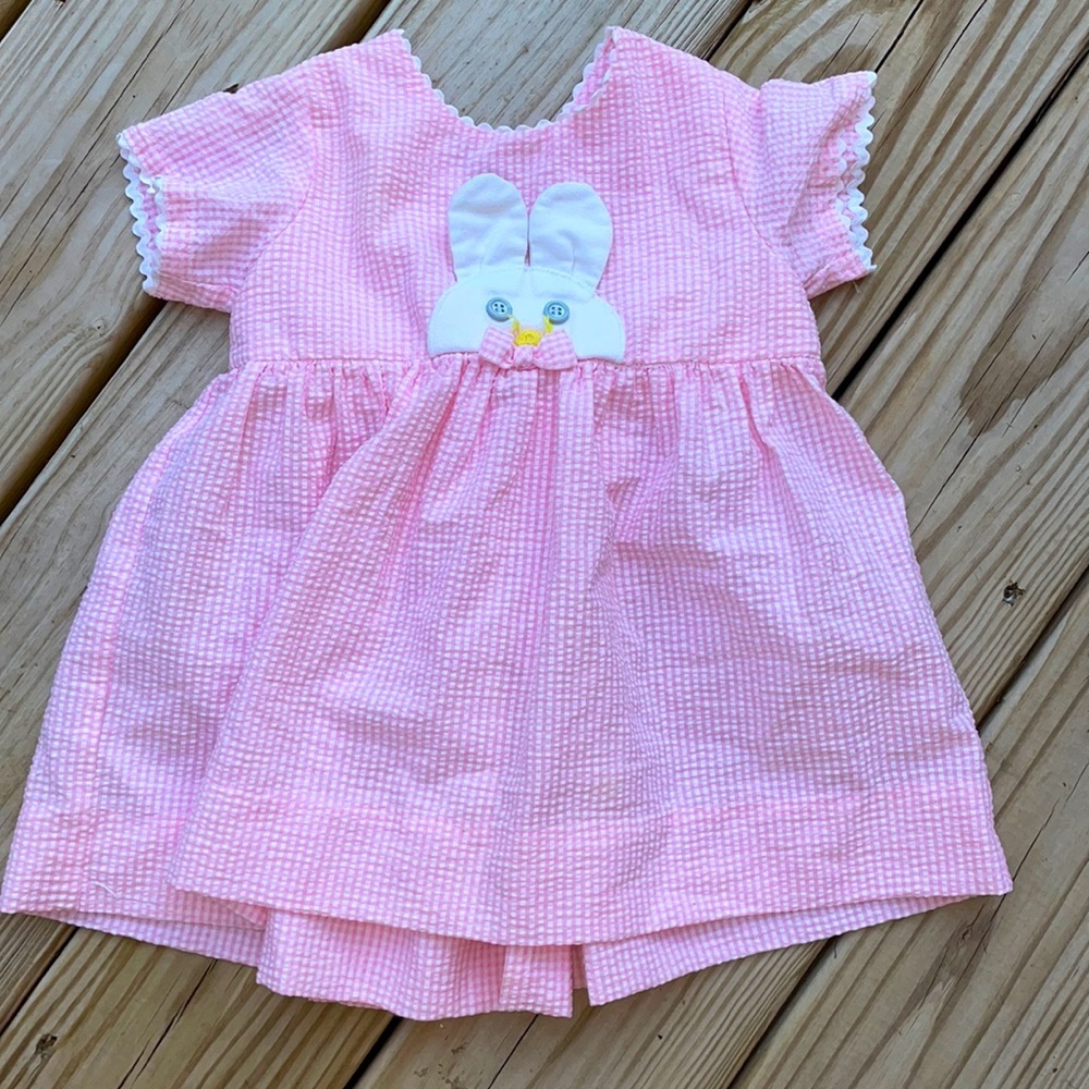 🐰 Girls Pink and White Bunny Dress Size 12M